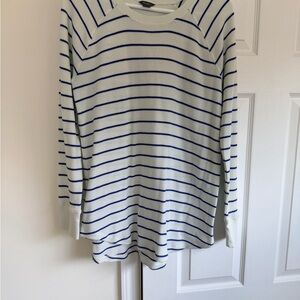 Eddie Bauer Blue and White Striped Long Sleeve Thermal Tunic